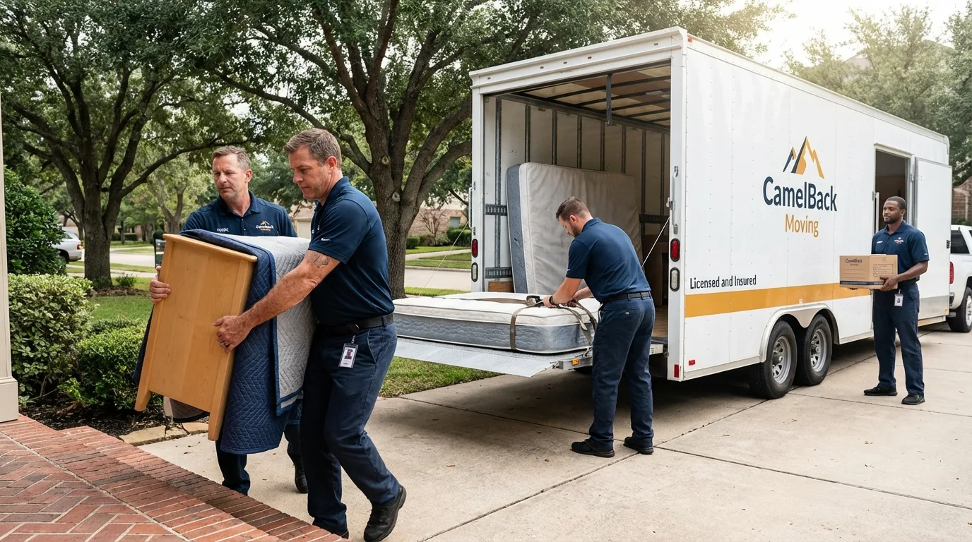 Crew loading residential truck for cross-state move from Byhalia, MS